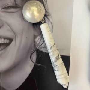 Elegant White and Gray Drop Earrings